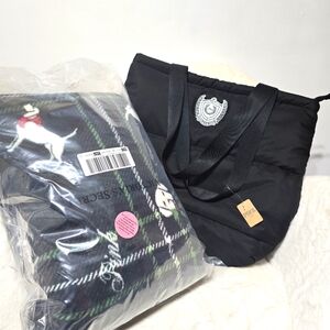 PINK VS Sherpa Blanket & Quilted Puffer Black Tote